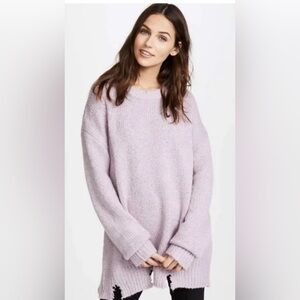 Moon River Lavender Oversized Distressed Sweater Medium